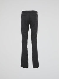 Grey Pinstripe Flared Pants