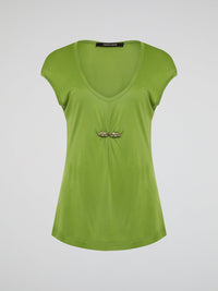Introducing the Green Scoop Neck Top by Roberto Cavalli, where elegance meets sustainability! Crafted from luxurious eco-friendly materials, this chic piece boasts a flattering scoop neckline and a vibrant green hue that radiates freshness and life. Feel confident and fashion-forward, knowing that this Roberto Cavalli creation not only enhances your style, but also supports a greener future.