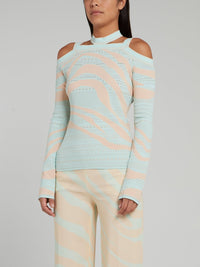 Halter Cold Shoulder Knitted Pullover