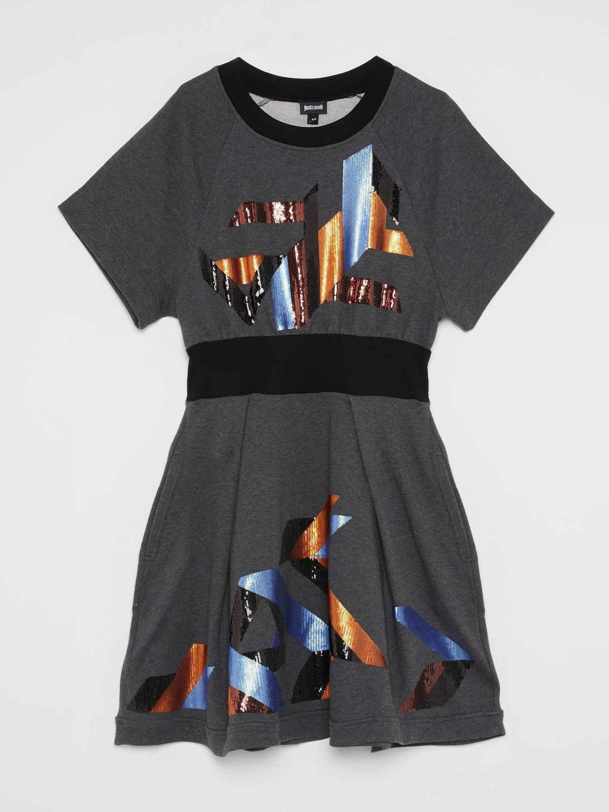 Grey Sequin Detail Mini Dress