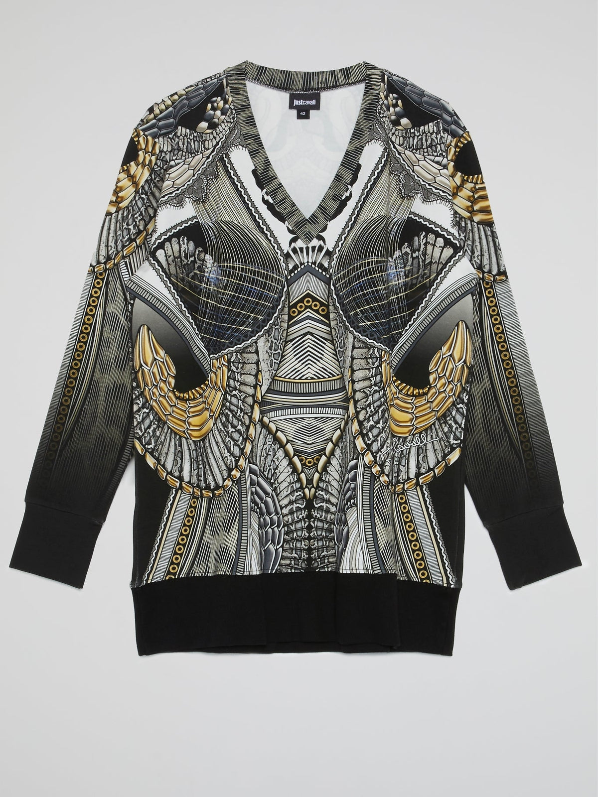 Grey Printed V-Neck Sweatshirt