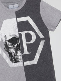 Grey Studded Logo Panel T-Shirt (Kids)