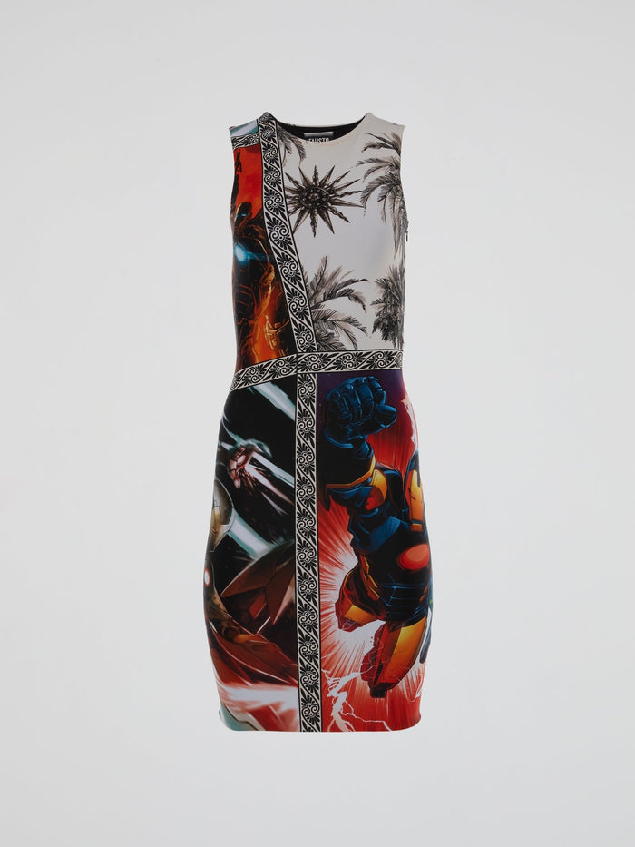 Iron Man Design Sleeveless Midi Dress