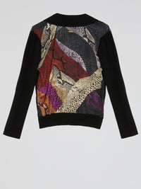 Rear Python Print V-Neck Sweatshirt