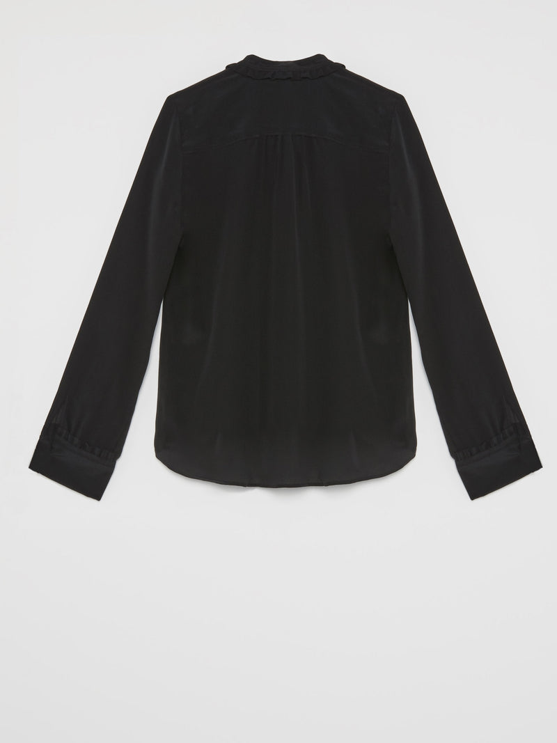 Black Frill Neck Blouse