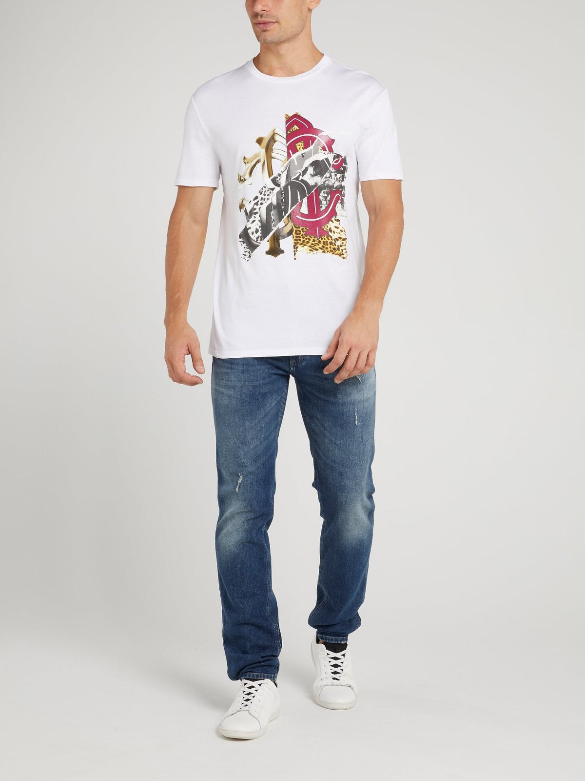 White Graphic Print Logo T-Shirt