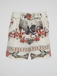 Printed Zip-Up Shorts