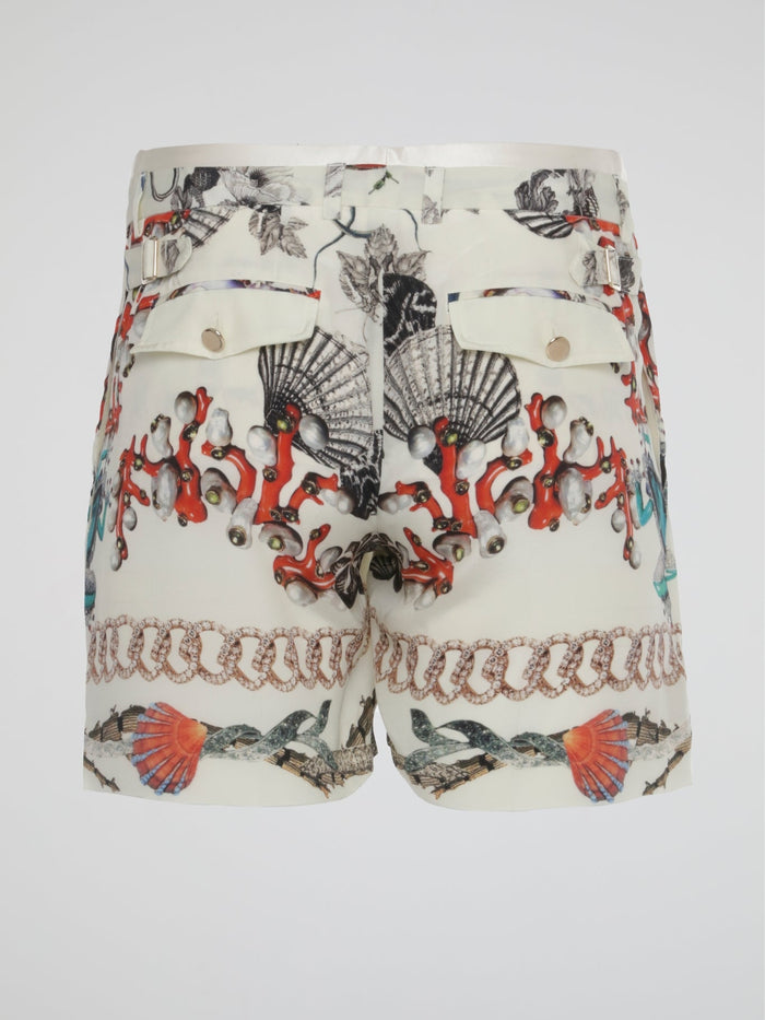 Printed Zip-Up Shorts