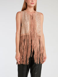 Brown Fringed Boho Gilet