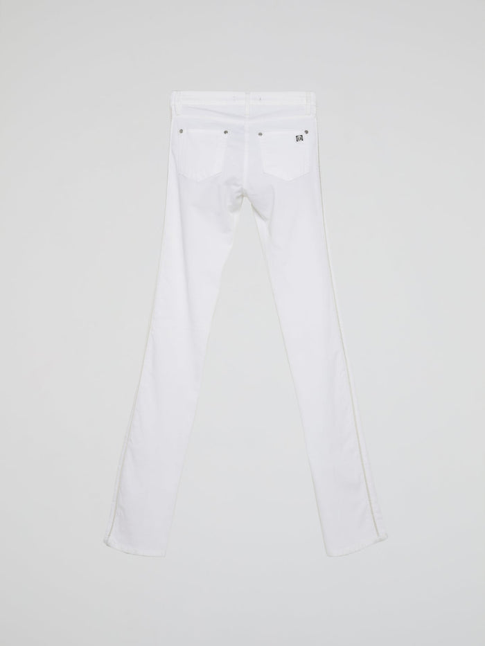 White Straight Cut Pants