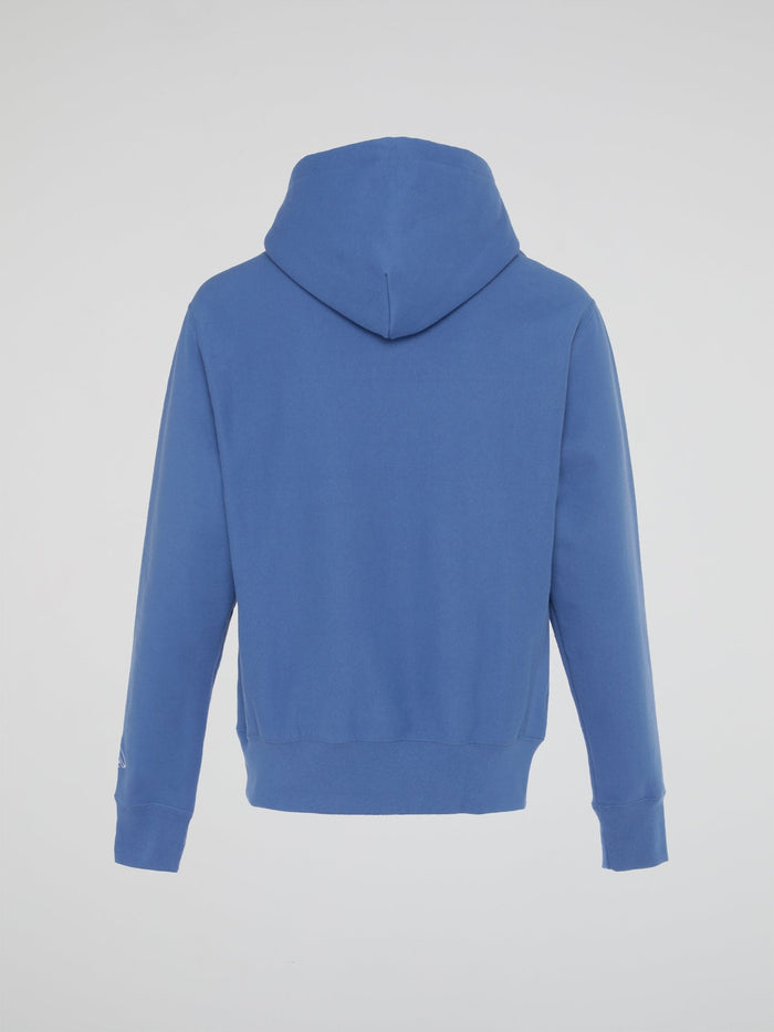 Blue Pompom Script Hooded Sweatshirt