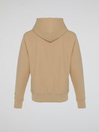 Beige Pompom Script Hooded Sweatshirt