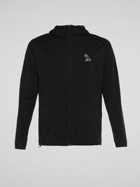 Black Classic Logo Hooded Running Jacket