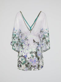 Printed Embellished Mini Kaftan