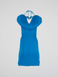 Blue Halter Neck Mini Dress