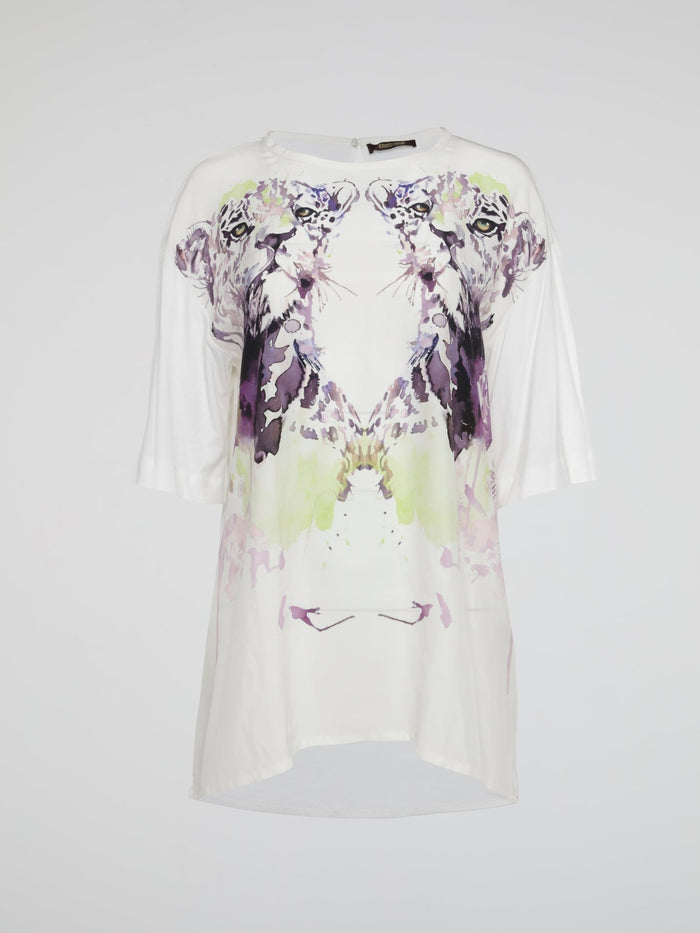 White Printed Half Sleeve Top