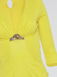 Yellow Plunge Mini Dress