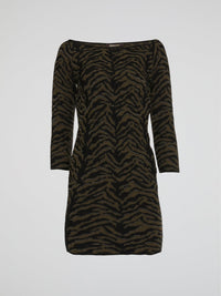 Animal Print Boat Neck Dress