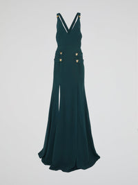 Green Sailor Button Maxi Dress