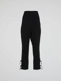 Black Tie-Detail Pants