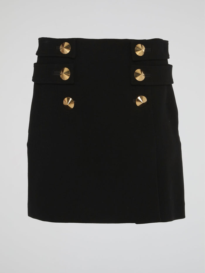 Black Sailor Button Mini Skirt