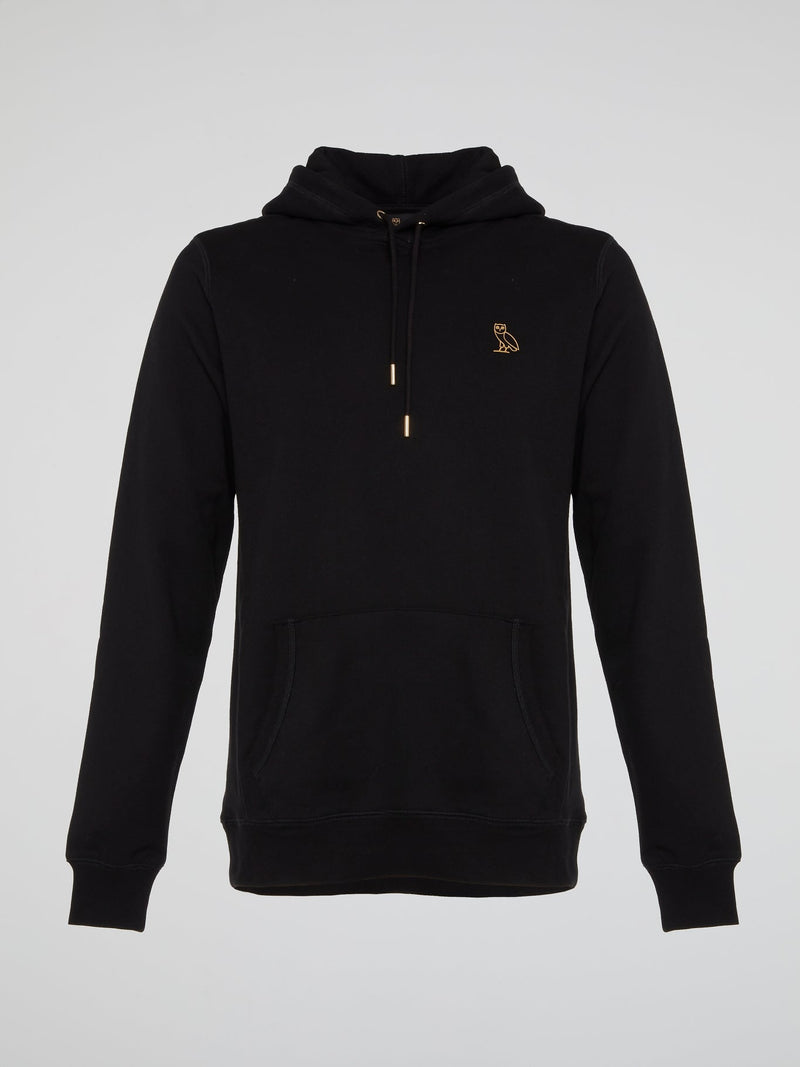 Black Drawstring Logo Essential Hoodie