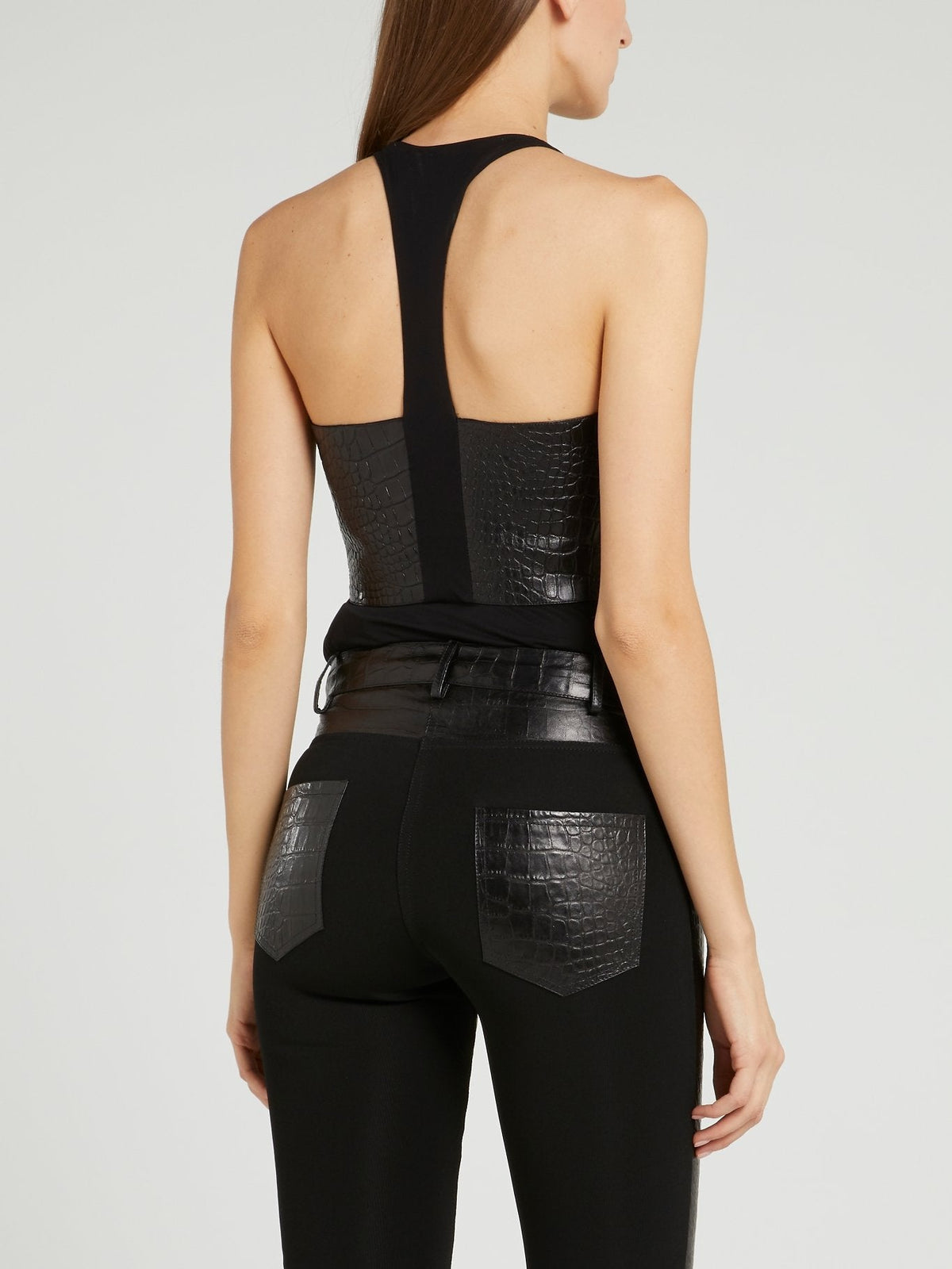 Black Halter Leather Top