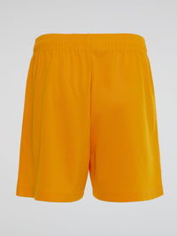 Yellow Perforated Logo Shorts