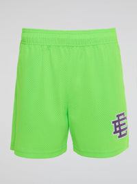 Neon Perforated Logo Shorts