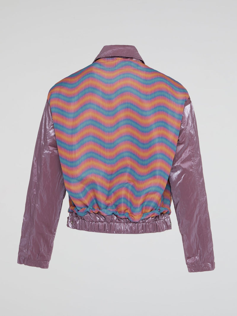 Wavy Rainbow Print Flight Jacket