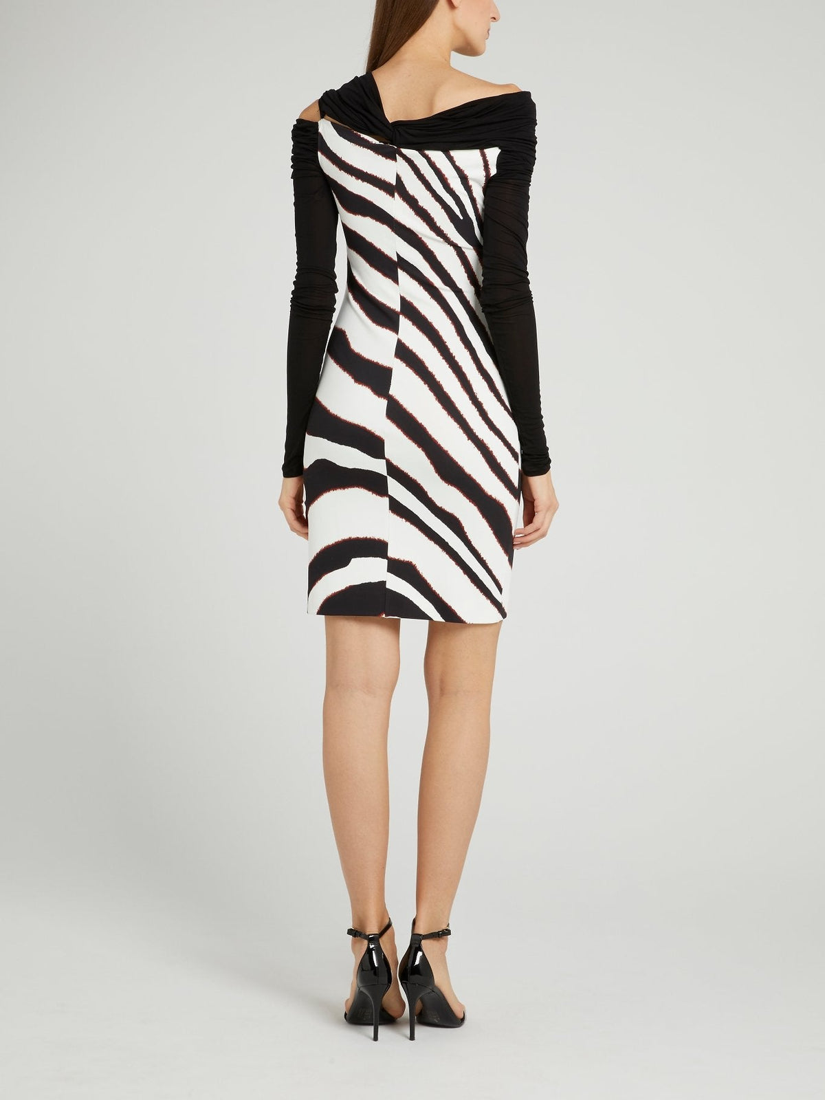 Zebra Print Shirred Mini Dress