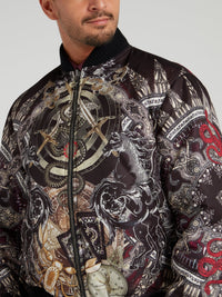 Abstract Print Bomber Jacket