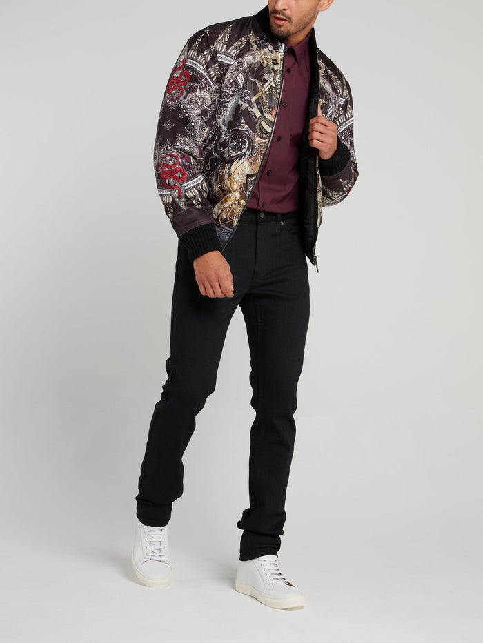 Abstract Print Bomber Jacket