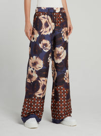 Polka Dot Floral Wide Leg Pants