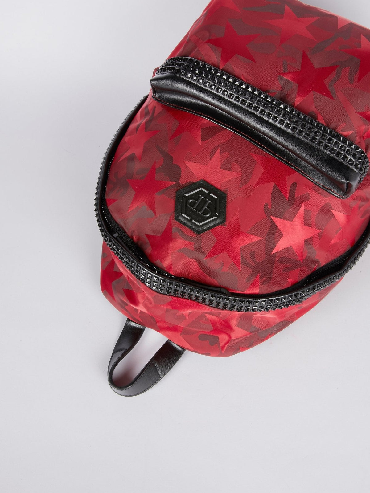 Red Star Print Embellished Backpack