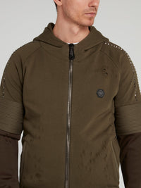 Olive Distressed Jogging Jacket