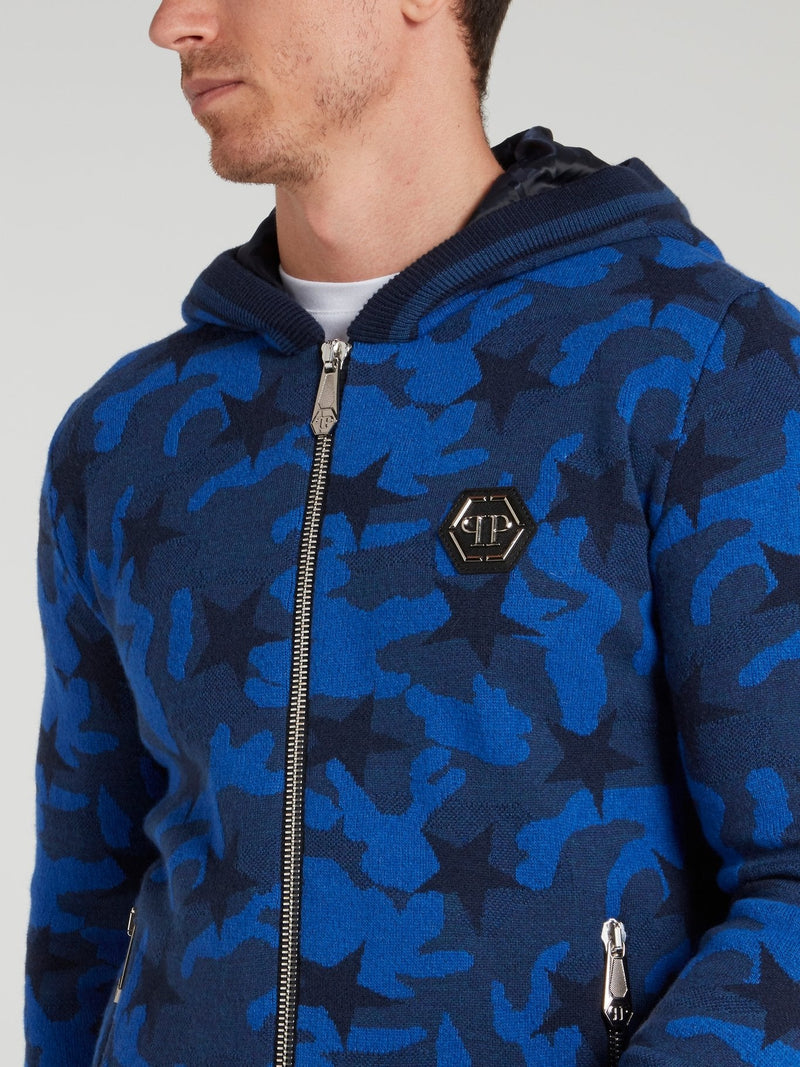 Blue Camo Stars Knit Jacket