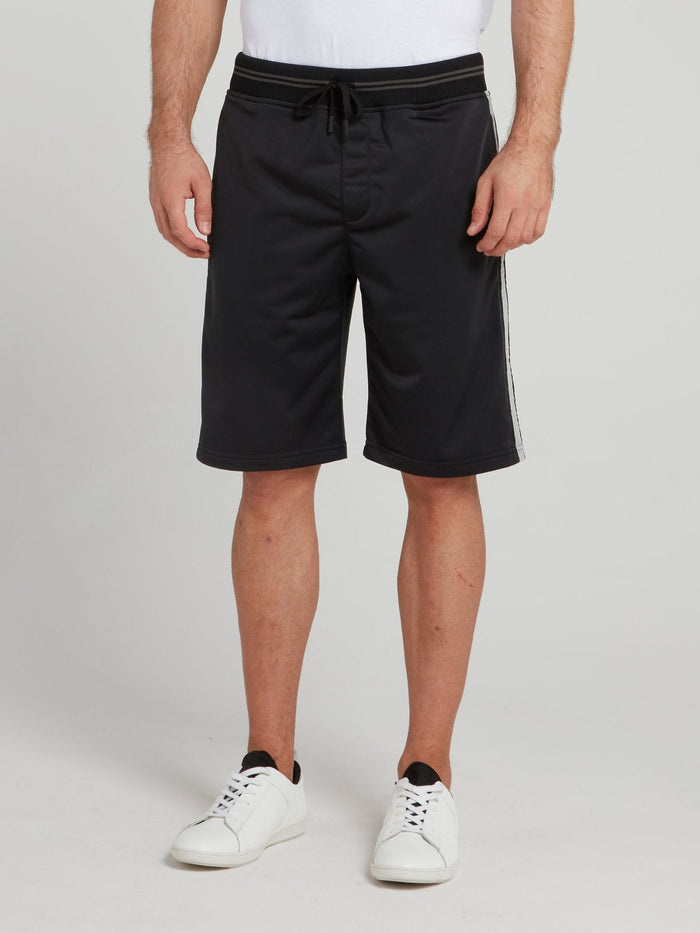 Black Striped Waistband Shorts