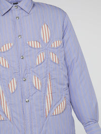 Striped Poplin Puffed Overshirt