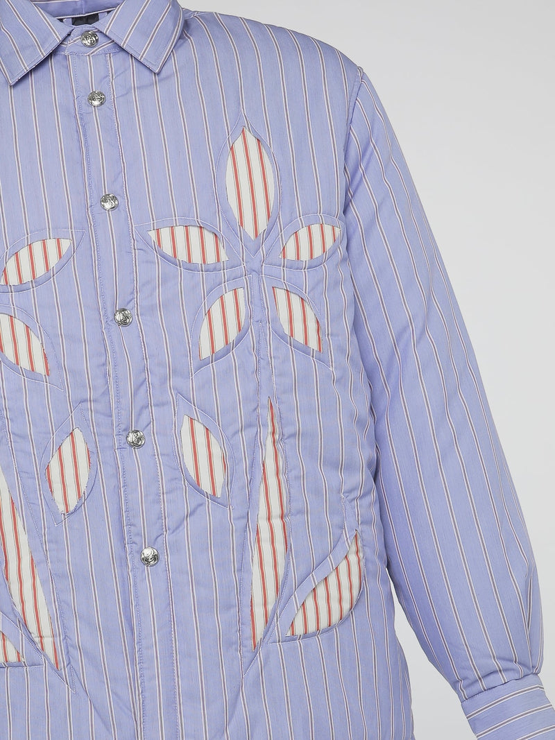 Striped Poplin Puffed Overshirt