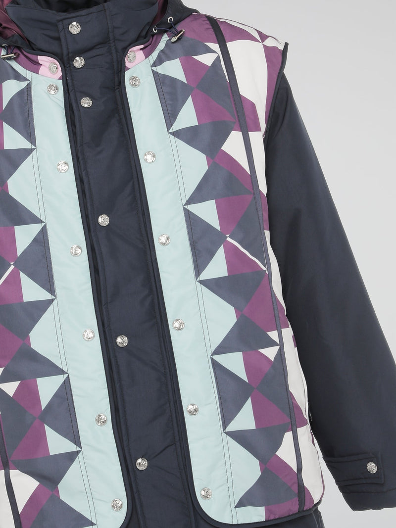 Navy Hybrid Printed Parka