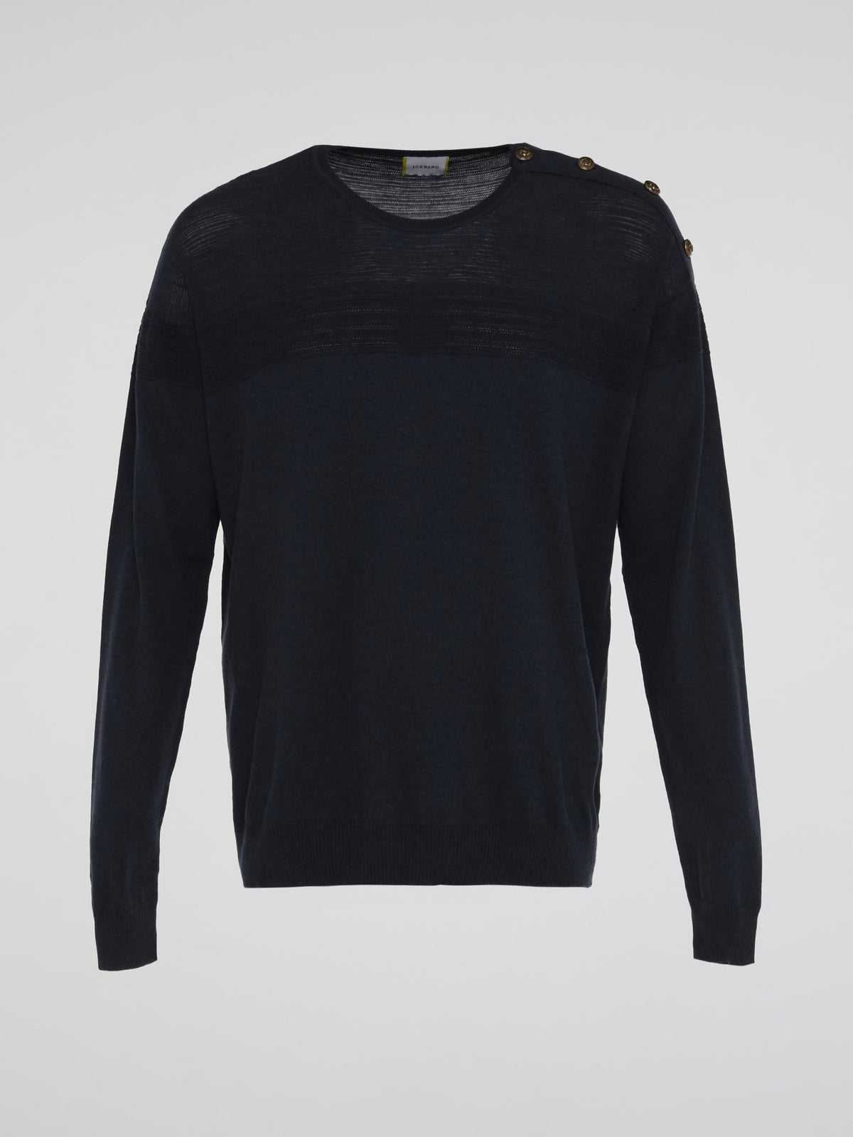 Navy Button Embellished Sweatshirt