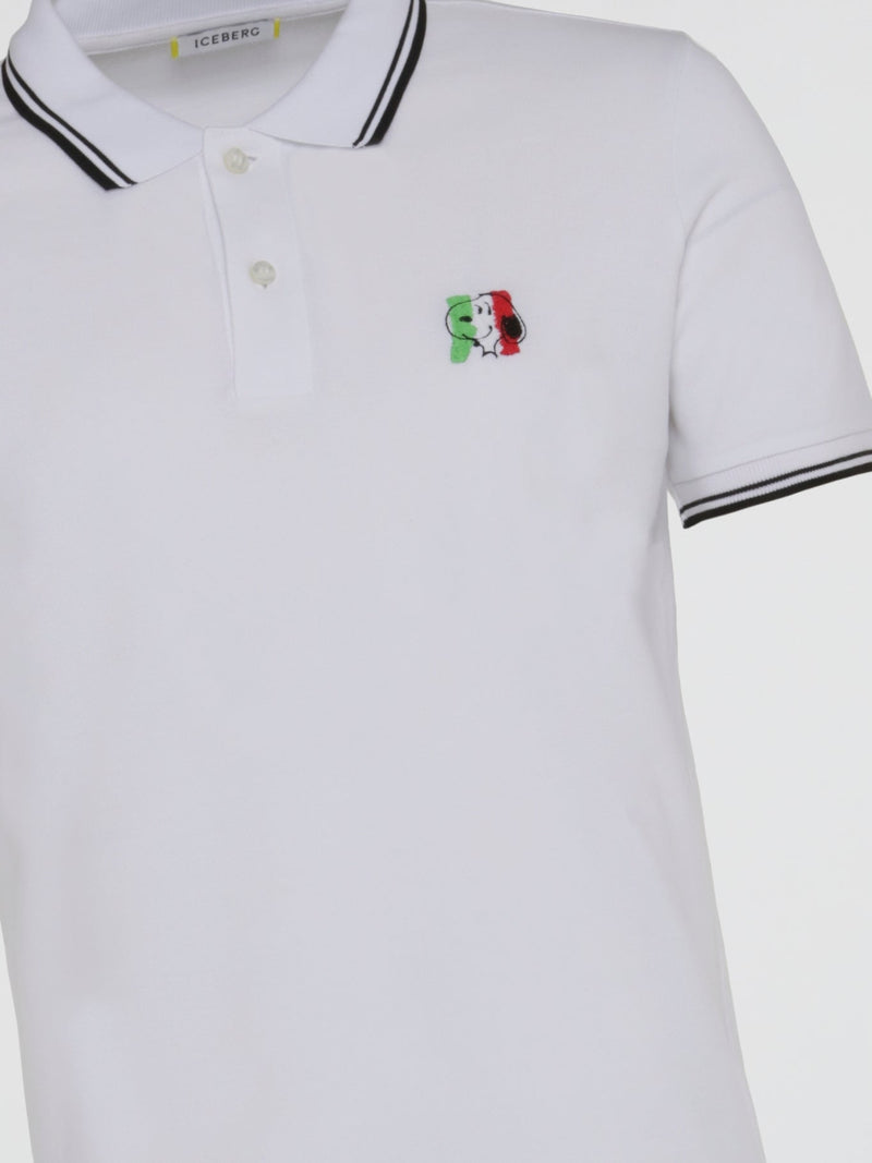 White Contrast Trim Polo Shirt