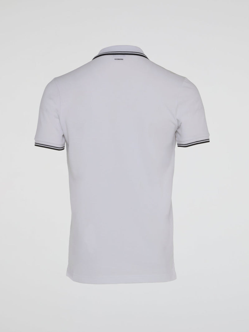 White Contrast Trim Polo Shirt