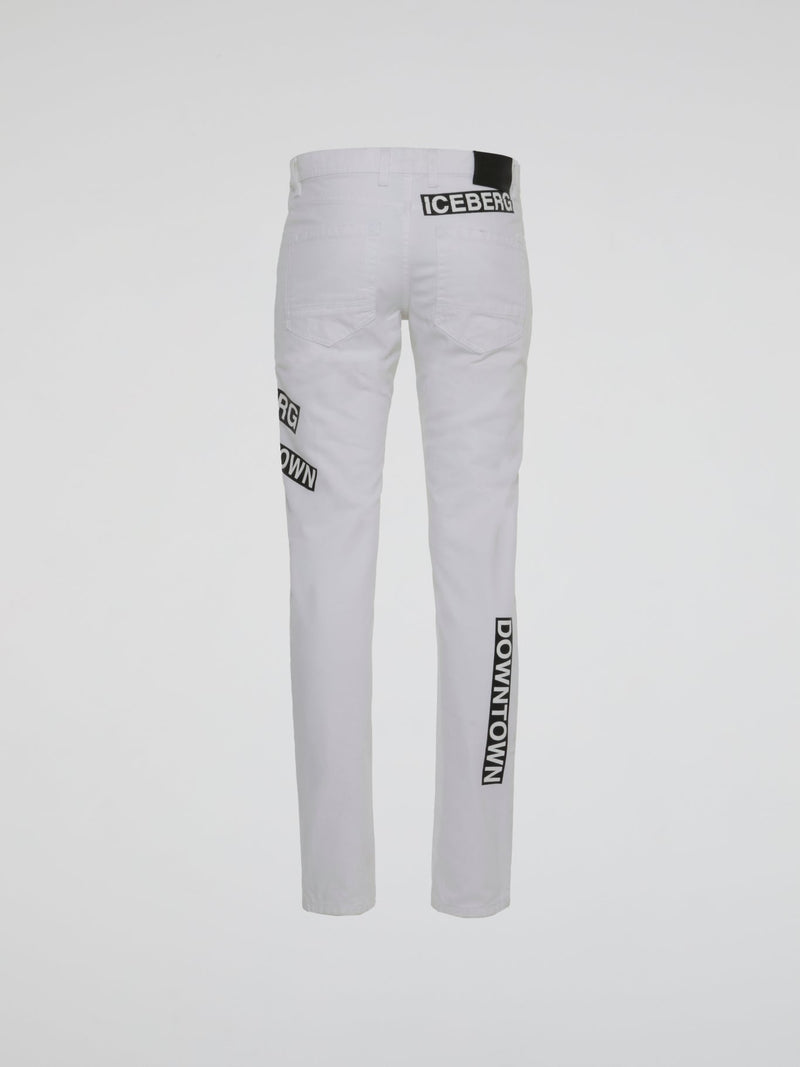 White Logo Tape Pants