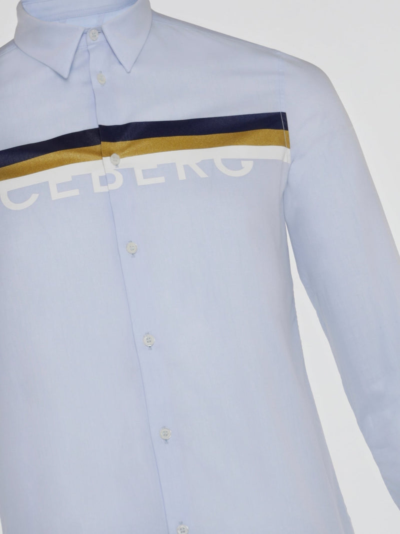 Powder Blue Logo Print Shirt