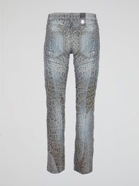 Unleash your wild side with the Roberto Cavalli Snake Print Denim Jeans, a bold and daring addition to your wardrobe that will turn heads wherever you go. Crafted from high-quality denim, these jeans feature a sleek snake print design that adds a touch of edgy sophistication to any outfit. Embrace your inner fashionista and elevate your style with these statement-making jeans that are sure to make you stand out from the crowd.