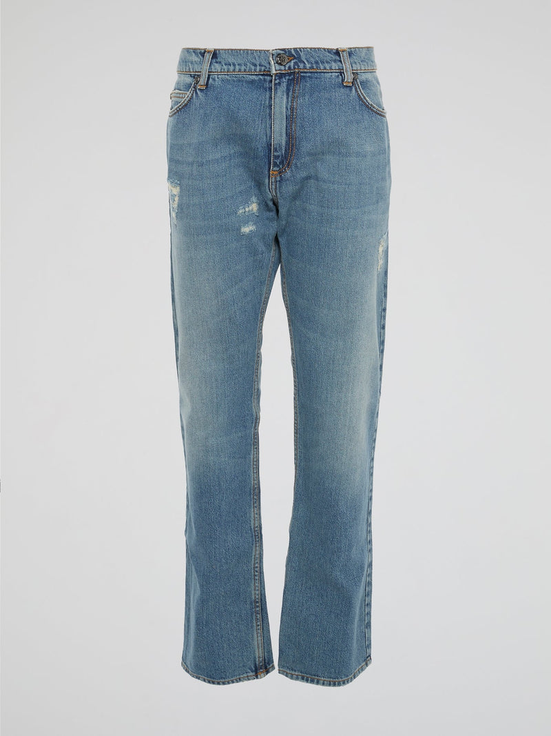 Elevate your denim game with these Blue Straight Cut Denim Jeans by Roberto Cavalli. Crafted with the finest quality materials and attention to detail, these jeans are a must-have for any fashion-forward individual. Stand out from the crowd and make a statement with these stylish and versatile jeans that will take your wardrobe to the next level.