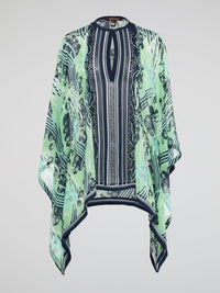 Adorn yourself in the vibrant colors and intricate patterns of our Tribal Print Keyhole Kaftan by Roberto Cavalli, a unique and eye-catching piece that effortlessly combines style and comfort. Feel the silky fabric drape elegantly over your skin as you slip into this kaftan, perfect for a day at the beach or a night out on the town. Make a statement and turn heads wherever you go with this must-have wardrobe staple.