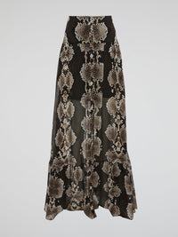 Unleash your wild side with this stunning Snake Print Flared Maxi Skirt by Roberto Cavalli. Made for fashion-forward individuals who aren't afraid to stand out, this skirt exudes confidence and style. Turn heads wherever you go with this bold and elegant piece that is sure to make a statement.